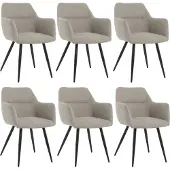 Lina Nova Eetkamerstoelen - Grijs - Set van 6 - Stof