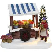 Santaville Nostalgic Flower Cart Florist with LED Polyresin 14cm