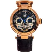 Heritor Automatic Ganzi semi-skelet lederen band horloge
