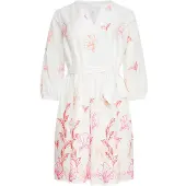 Smashed Lemon 25263 te bloemen geborduurde korte jurk met v-hals |