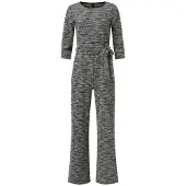 Smashed Lemon Jumpsuit met wijde pijpen en tweedlook stof zwart en wit |