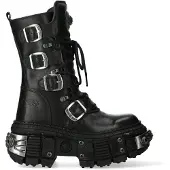 New rock zwarte halfhoge lederen Goth-laarzen-WALL1473-S11