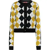 MyMo ROCKS Gebreid vest 'Blonda' curry / zwart / wit
