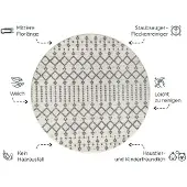 Muratap Rond boho nomade | laagpolig vloerkleed | modern tapijt | woonkamer, slaapkamer