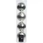 Ksd 4 kerstballen zilver glans-mat 100 mm