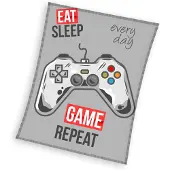MCU Fleeceplaid Eat Sleep Game Repeat - 150 x 200 cm - Coral Fleece