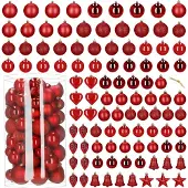 Springos Kerstballen | 100 Stuks | Rood Tinten | Onbreekbaar