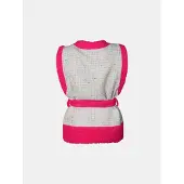 Mucho Gusto Gilet teddy roze omkeerbare riem print