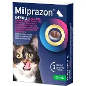 Milprazon Chewable 16 mg / 40 mg grote kat 2 tabletten