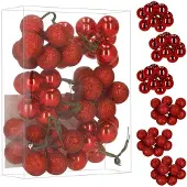 Springos Kerstballen | 54 Stuks | 3 cm | Rood | Draden | Mat | Rood