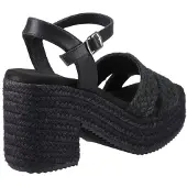 Hush puppies Jamelia Espadrille Hak Textiel Dames Zwarte Sandalen