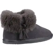 Hush puppies Ayana Grijs en imitatiebont damespantoffels