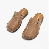 Hush puppies CARSON Heren Leren Muismat Slippers Olijf