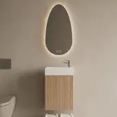 Boss & Wessing Toiletmeubel Set BWS Riga Licht Eiken Japandi 40 cm Fontein Glans Wit