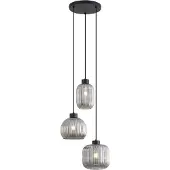 QAZQA Design hanglamp zwart met smoke glas 3-lichts - Ana