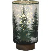 Hit Lamp glas kerstboom m/houten voet dia. 12x20 cm LED 2xAAA