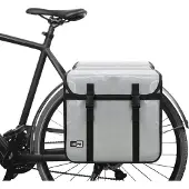 Lastpak ruime dubbele fietstas - grijs - 46L - 39 x 35 x 17 cm - eenvoudig te monteren