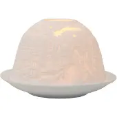 Clayre & Eef Waxinelichthouder Ø 12x8 cm Wit Porselein Huizen