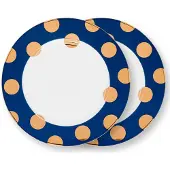 Pip studio Ontbijtbord Dot Delight Navy-Gold 23 cm (Set van 2)
