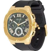 GUESS Analoog horloge 'Headline' goud / donkergroen / zwart / wit