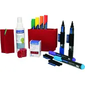 MAGNETOPLAN Whiteboard Essentials-set, rood, met PRO+-markeerstiften, wisser, reinigingsmiddel, dienblad en magneten