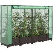 vidaXL Verhoogde tuinbed met kasopbouw, rattanlook, 160x40x123 cm