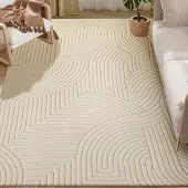 HOMCOM -Vloerkleed-Polyester-160x120x1.7cm-Wit