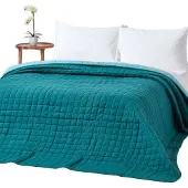 Homescapes gewatteerde sprei van 100% katoen, petrol/lichtblauw, 230 x 250 cm