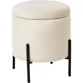 Beliani WENONA - Opbergpoef - Lichtbeige - Fluweel