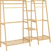 En.casa Kledingrek Sogndal met 9 planken 139x158x40 cm bamboe
