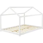 En.casa Kinderbed Cerro huisbed met lattenbodem 140x200 cm wit