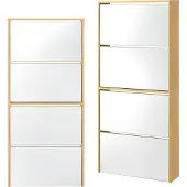 En.casa Schoenenkast met spiegels 4 vouwdeuren 134x63x17 cm beuken