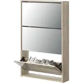 En.casa Schoenenkast met spiegels 3 vouwdeuren 102,5x63x17 eiken