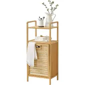 En.casa Bamboe wasmand Rendalen met plank 40x30x95 cm