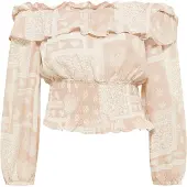 IZIA Blouse crème / donkerbeige