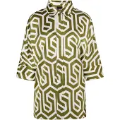 Dreimaster Klassik Blouse olijfgroen / wolwit