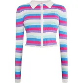 Mymo Gebreid vest 'Blonda' azuur / lila / cyclaam / wit