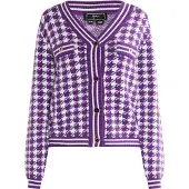 Faina Gebreid vest donkerlila / wit