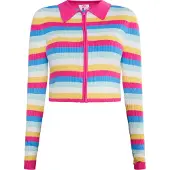 Mymo Gebreid vest 'Blonda' blauw / geel / pink / wit