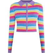 Mymo Gebreid vest 'Blonda' blauw / geel / sering / pink