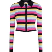 Mymo Gebreid vest 'Blonda' lichtblauw / geel / pink / zwart