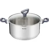 Tefal Kookpan Daily Cook Roestvrij staal pan met staande deksel, schenktuit, voor alle kookplaten, inductie