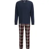 Jack & Jones Heren lounge pyjama set lang jacmixed polyester geruit blauw/rood