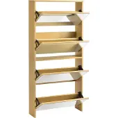 En.casa Schoenenkast met spiegels 4 vouwdeuren 134x63x17 cm beuken