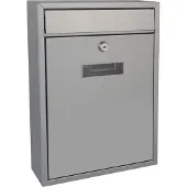 Perel Brievenbus met naamplaatje, Ibiza wandbrievenbus, wandmontage, met slot, deksel, afsluitbaar, incl. 2 sleutels, gegalvaniseerd staal, 36 x 26 x 8 cm, zilvergrijs