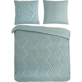 Pure Dekbedovertrek Micropercal Zigzag - green 200x200/220cm