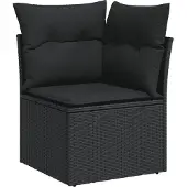 vidaXL 12-delige Loungeset met kussens poly rattan zwart