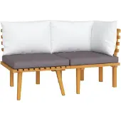 vidaXL 2-delige Loungeset met kussens massief acaciahout