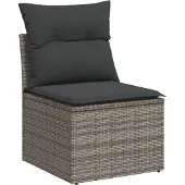 vidaXL 9-delige Loungeset met kussens poly rattan grijs