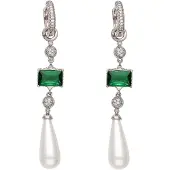 NAEMI Oorbellen groen / zilver / transparant / parelwit